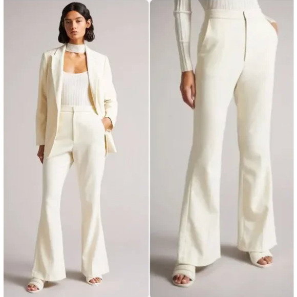 Ted Baker London Joannit Wide Leg Ivory Trousers Pants Size 2 - Picture 1 of 8